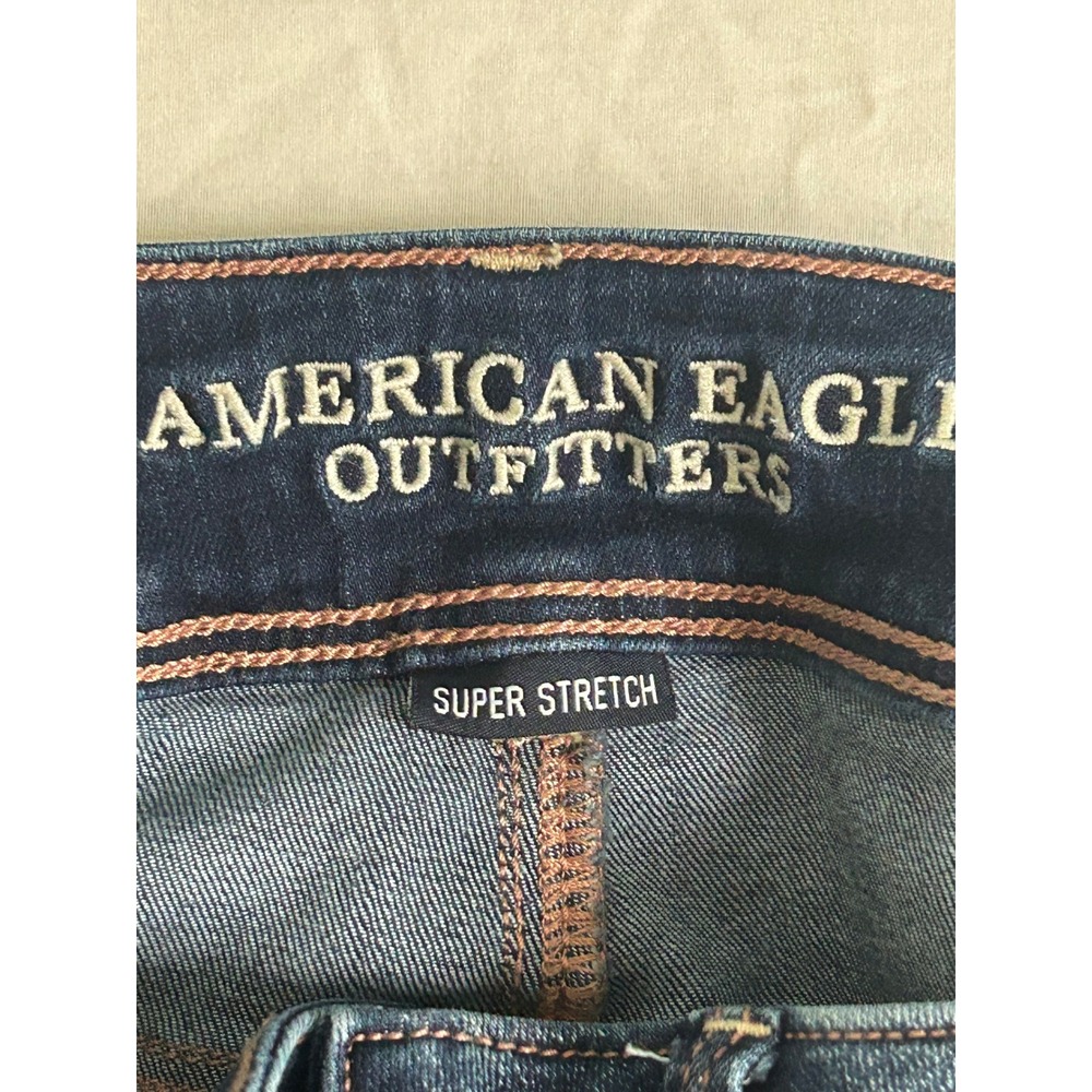 American Eagle Kick Boot Super Stretch Dark Wash Jeans Womens Size 0 Long - Picture 2 of 7